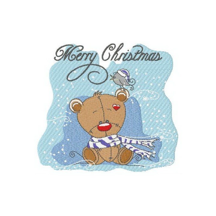 Teddy's warm scarf embroidery design - Embroidery Design