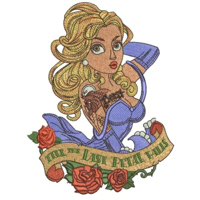 Till the last petal falls 2 embroidery design featuring intricate floral motifs inspired by Beauty and the Beast.