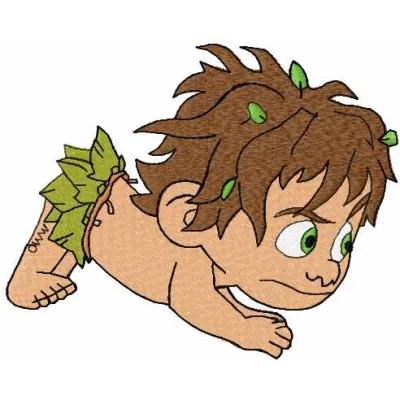 Spot 1 embroidery design featuring a cute dinosaur from The Good Dinosaur, ideal for stitching on t-shirts or baby onesies.