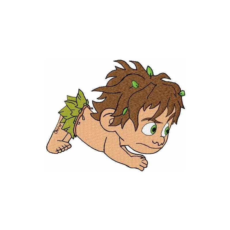 Spot 1 embroidery design featuring a cute dinosaur from The Good Dinosaur, ideal for stitching on t-shirts or baby onesies.