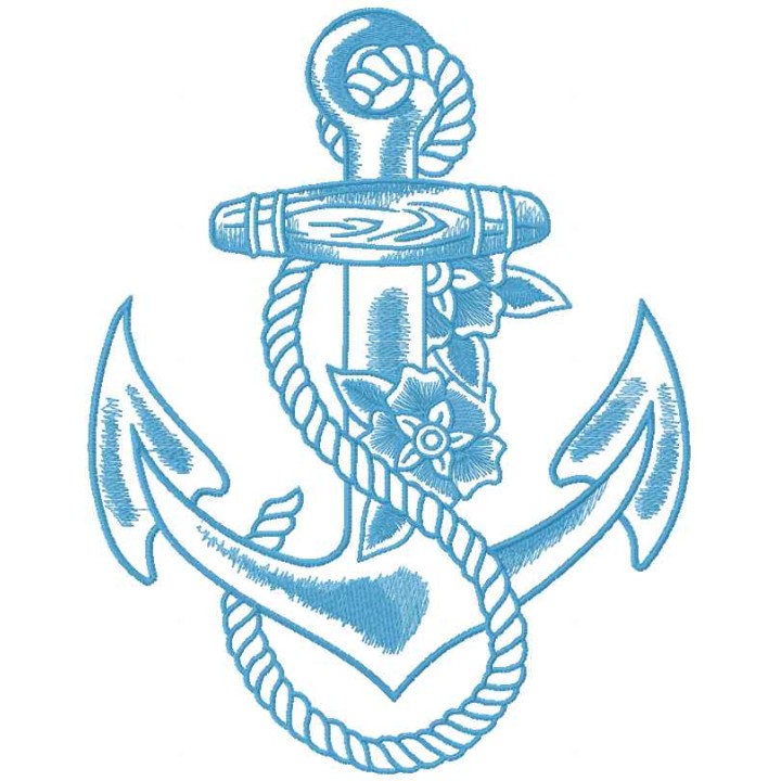 Blue anchor embroidery design - Embroidery Design