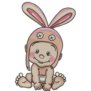 Baby in bunny hat 2 embroidery design - Embroidery Design