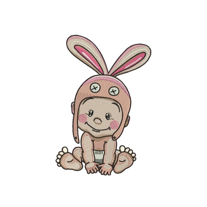 Baby in bunny hat 2 embroidery design - Embroidery Design