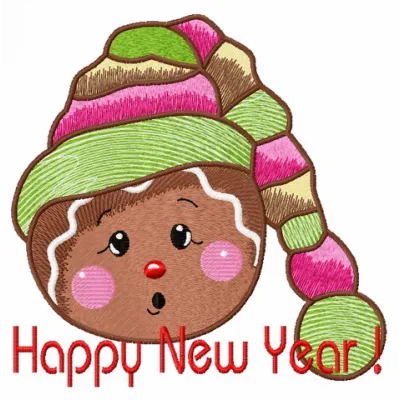 Surprised gingerbread man embroidery design showcasing a whimsical expression, ideal for holiday-themed projects.