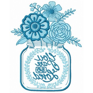Field flowers in jar embroidery design - Embroidery Design