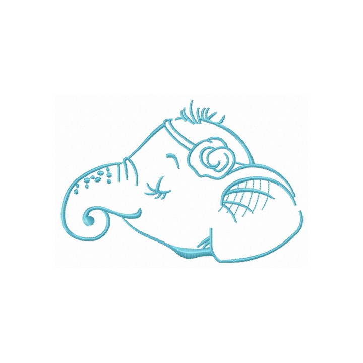 Sleeping elephant girl embroidery design - Embroidery Design