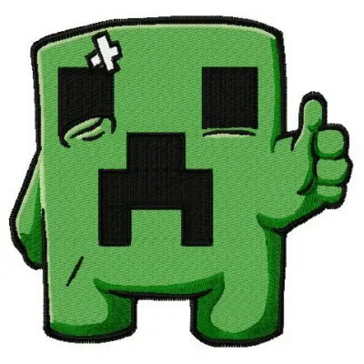 Preview of the Happy Creeper embroidery design inspired by Minecraft, showcasing vibrant stitching patterns.