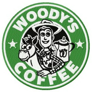 Woody's coffee embroidery design - Embroidery Design