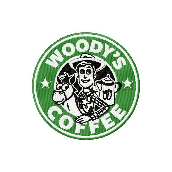 Woody's coffee embroidery design - Embroidery Design