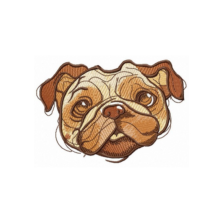 Trustful pug-dog embroidery design - Embroidery Design