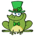 Gallant frog embroidery design showcasing a whimsical frog motif, ideal for embellishing t-shirts and tote bags.