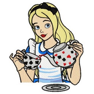 Tea time with Alice embroidery design - Embroidery Design
