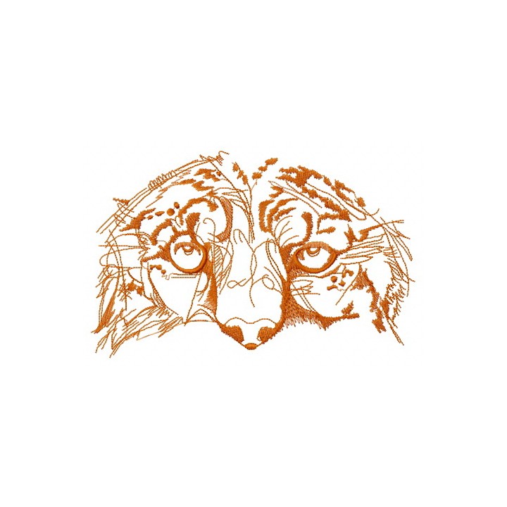 Snow leopard muzzle one color embroidery design - Embroidery Design