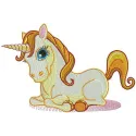 Unicorn embroidery design showcasing a whimsical unicorn motif ideal for t-shirts and baby onesies.
