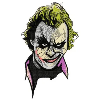 Smirk embroidery design featuring a playful joker motif, ideal for embellishing t-shirts and hoodies.