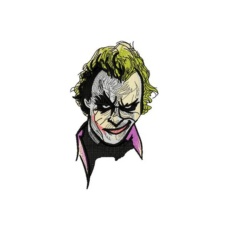 Smirk embroidery design featuring a playful joker motif, ideal for embellishing t-shirts and hoodies.