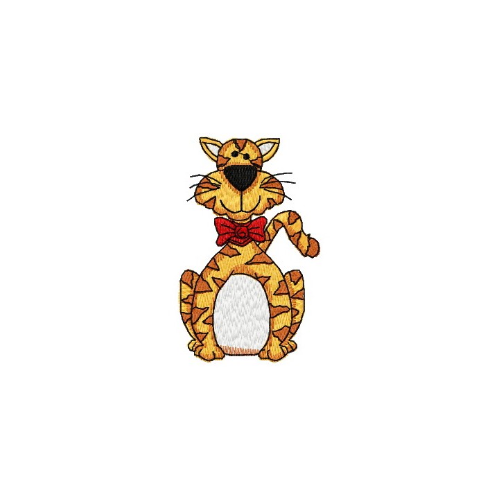 Striped cat embroidery design - Embroidery Design