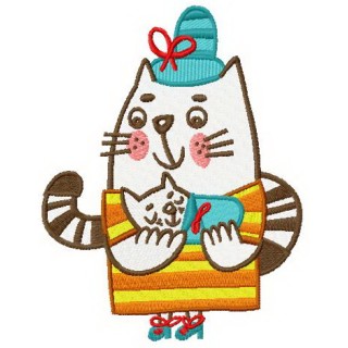 Cat's newborn embroidery design - Embroidery Design