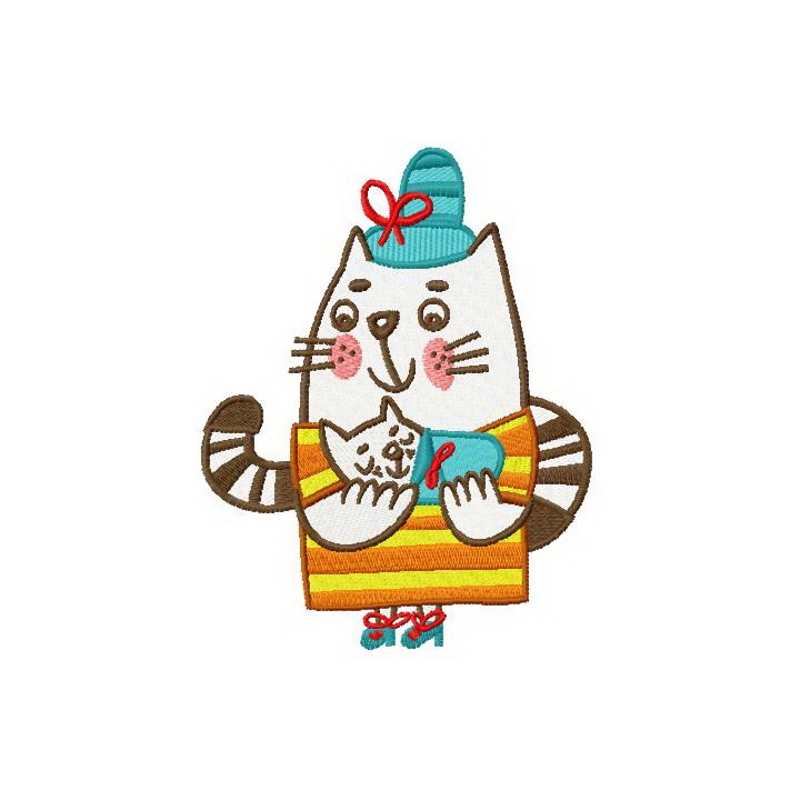 Cat's newborn embroidery design - Embroidery Design