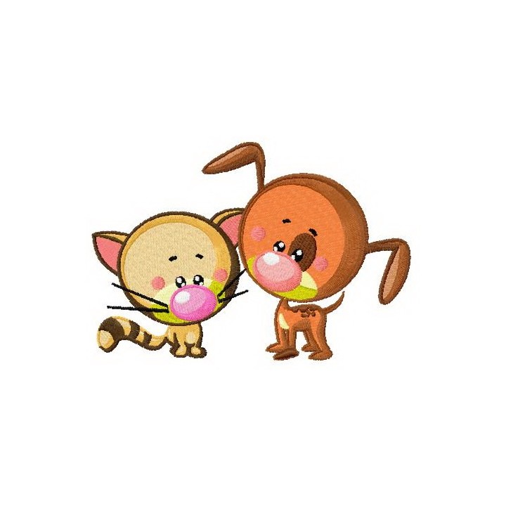 Kitten and puppy embroidery design - Embroidery Design