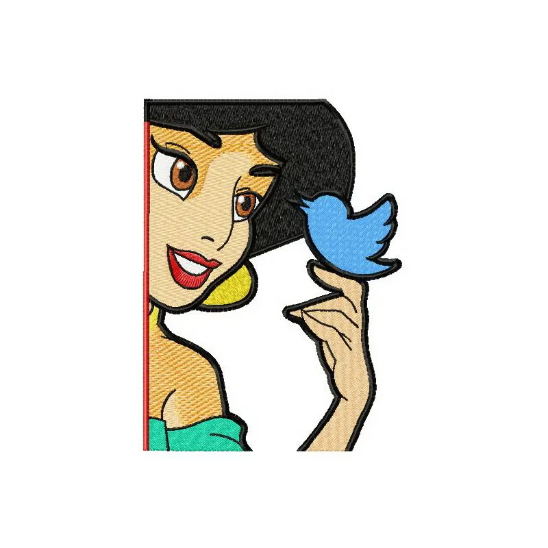 Preview of Jasmin with bird 2 embroidery design from the Aladdin collection, showcasing delicate stitching details.