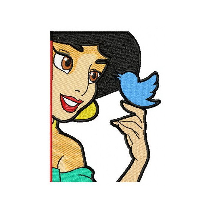 Jasmin with bird 2 embroidery design - Embroidery Design