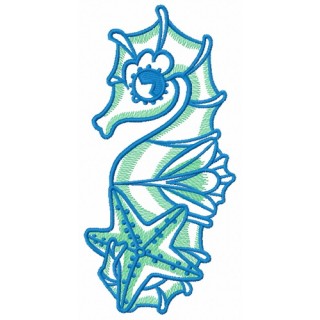 Sea horse and star 2 embroidery design - Embroidery Design