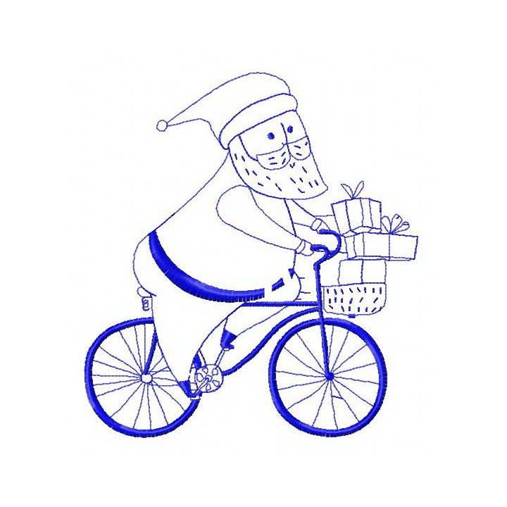 Santa cycling 4 embroidery design - Embroidery Design
