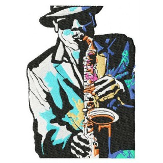 Saxophonist elevate Jazz embroidery design - Embroidery Design