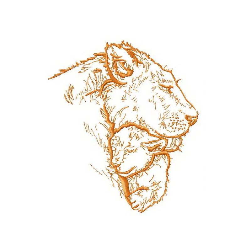 Lion's family 2 embroidery design showcasing a delightful family of lions, perfect for stitching on baby onesies or pillows.