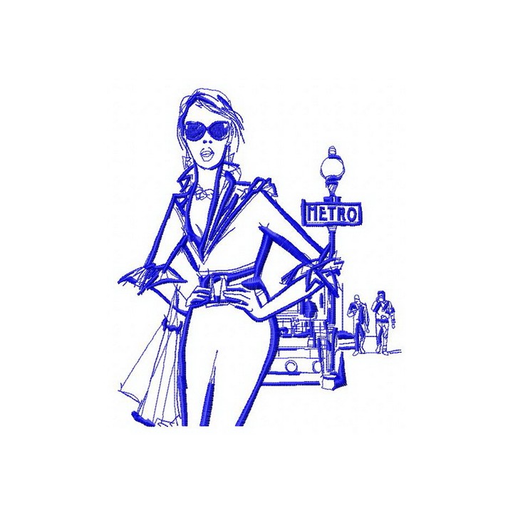 Girl near metro 2 embroidery design - Embroidery Design