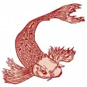 Koi 2 embroidery design featuring a vibrant koi fish, perfect for embellishing various fabric items.