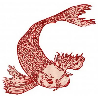 Koi 2 embroidery design featuring a vibrant koi fish, perfect for embellishing various fabric items.
