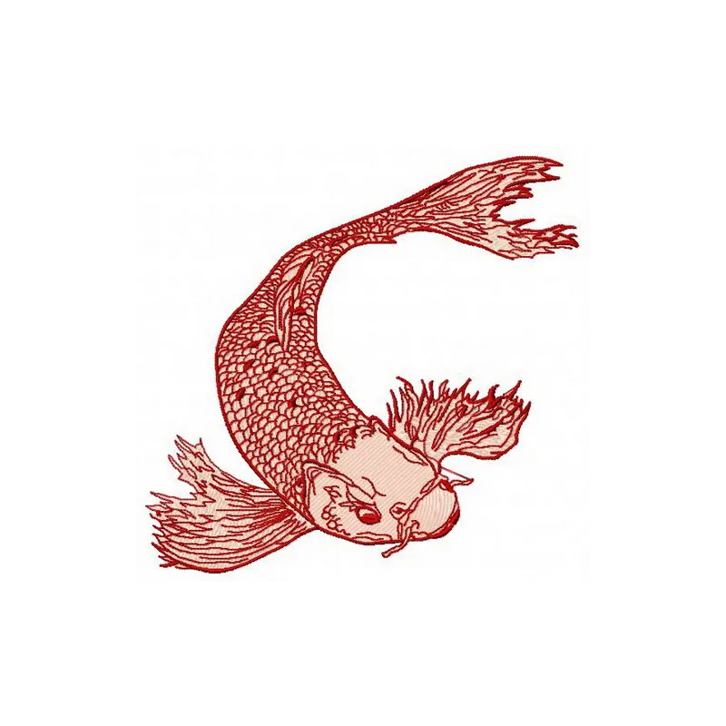 Koi 2 embroidery design featuring a vibrant koi fish, perfect for embellishing various fabric items.