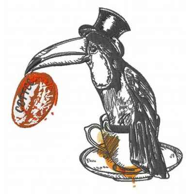 It's real taste of coffee 2 embroidery design featuring a coffee cup and beans, perfect for kitchen textiles.