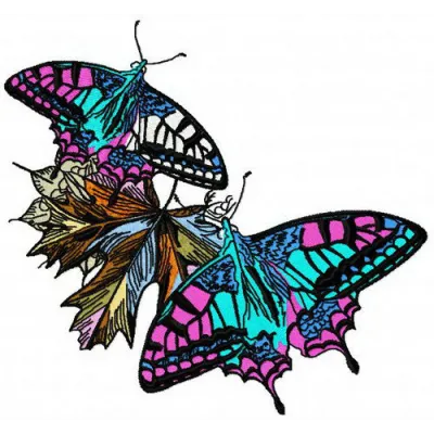 Autumn butterflies 6 embroidery design showcasing vibrant butterfly motifs, perfect for fall-themed projects.