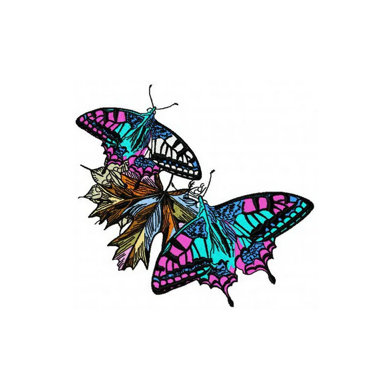 Autumn butterflies 6 embroidery design showcasing vibrant butterfly motifs, perfect for fall-themed projects.