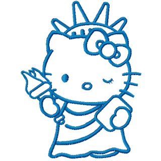 Hello Kitty Statue of Liberty one color embroidery design - Embroidery Design