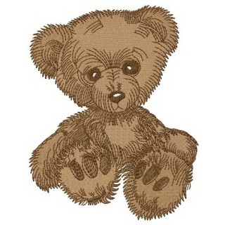 Old plush bear embroidery design - Embroidery Design