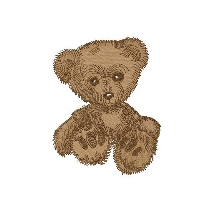 Old plush bear embroidery design - Embroidery Design