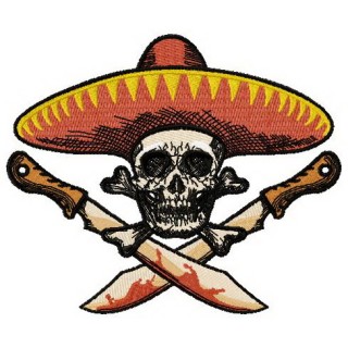 Mexican skull embroidery design - Embroidery Design