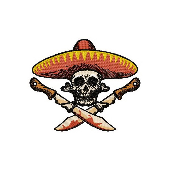 Mexican skull embroidery design - Embroidery Design