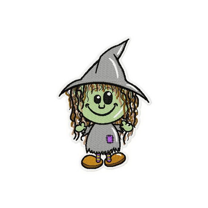 Young witch embroidery design - Embroidery Design