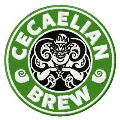 Cecaelian brew embroidery design featuring whimsical underwater elements inspired by the Little Mermaid theme.