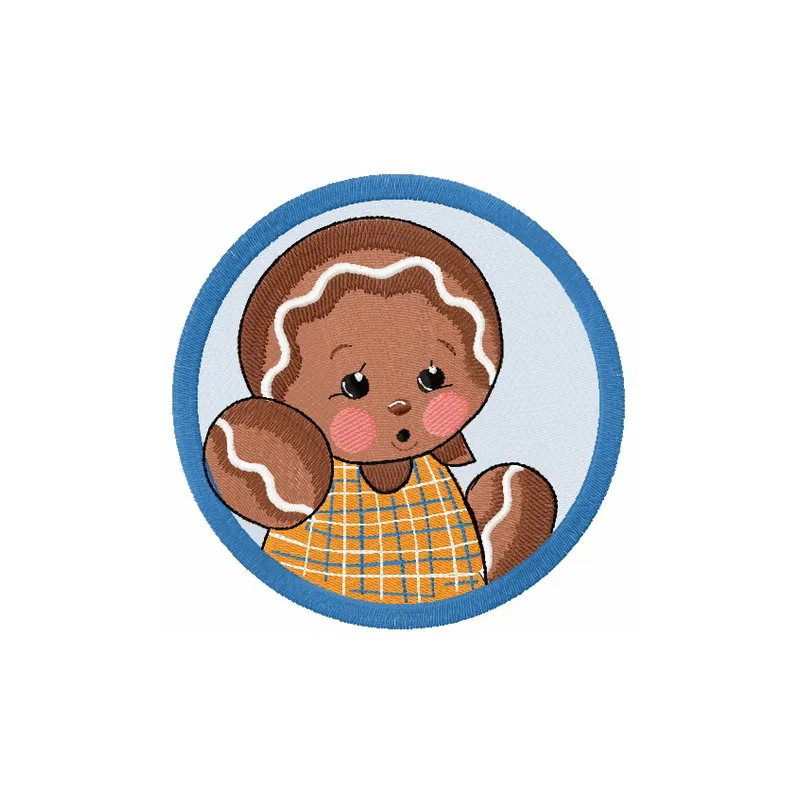 Gingerbread boy 6 embroidery design showcasing a charming gingerbread character for festive stitching projects.