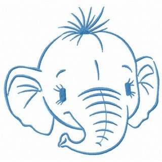 Head of elephant calf embroidery design - Embroidery Design