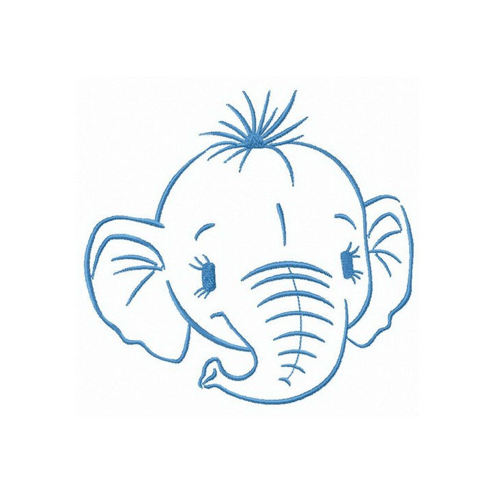 Head of elephant calf embroidery design - Embroidery Design