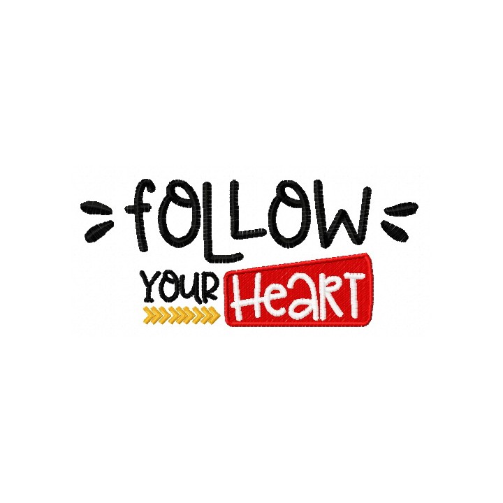 Follow your heart 3 embroidery design - Embroidery Design