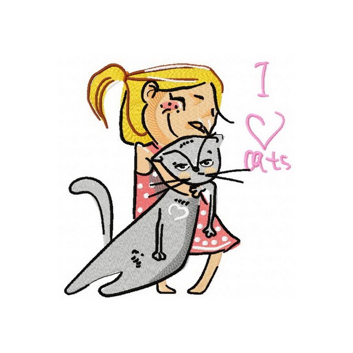 Enchanted Cat Cuddles embroidery design - Embroidery Design