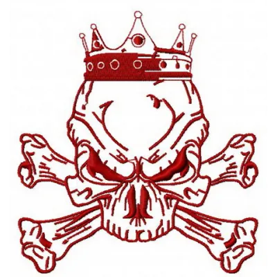 Preview of the Royal Skull embroidery design, showcasing intricate details and bold features for stitching.